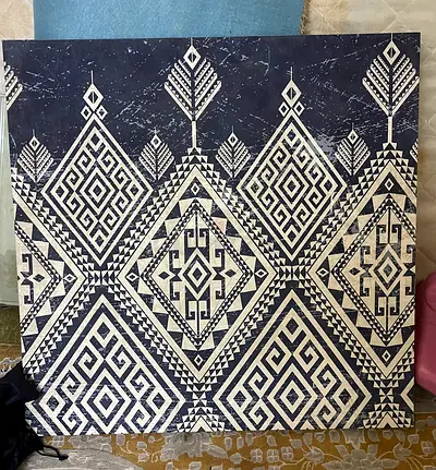 Large Geometric Black  White Wall Hanging / Decorative Panel