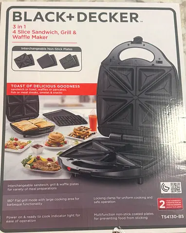 Black+Decker 3-in-1 Sandwich, Grill  Waffle Maker — 4 Slice