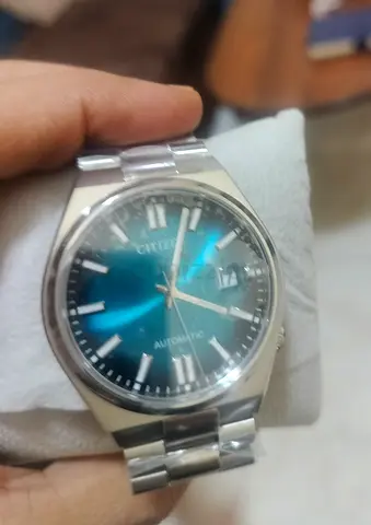 Brand New Citizen automatic mens watch with blue sunburst dial -