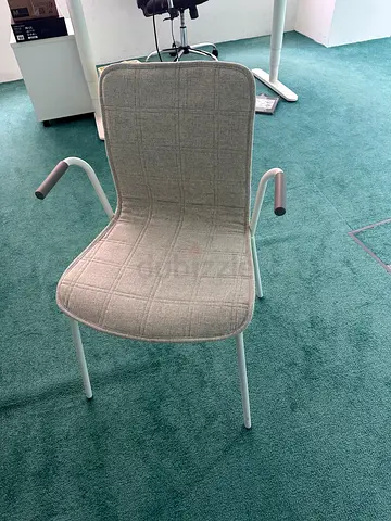 Grey Fabric Dining/Desk Chair with Armrests