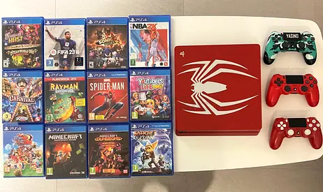 PS4 Spider-Man Limited Edition Bundle with 3 Controllers, 10 Games and a bag