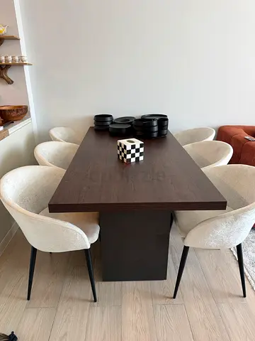 Solid Wood Dining Table with Dark Finish - Seats 6