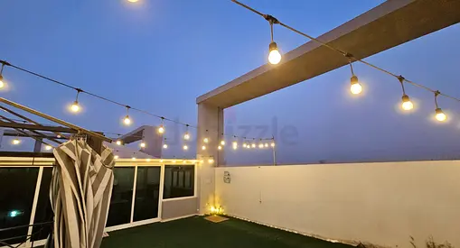 Outdoor string lights - warm globe bulbs, used set for patio/terrace