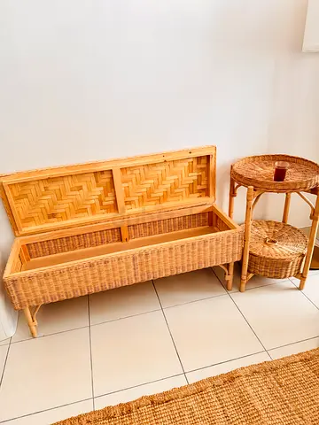 Ikea TOLKNING storage bench and a matching ikea TOLKNING side table