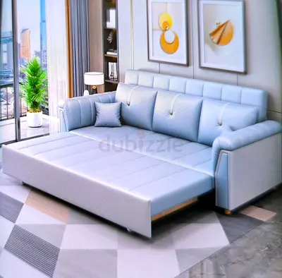 Light blue 3-seater sofa/ 2meter sofabed with cushions - good condition with good qualify(Hi-tech)