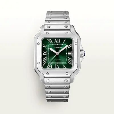 Mastercopy of Cartier Santos Stainless Steel Automatic Watch - Green Dial