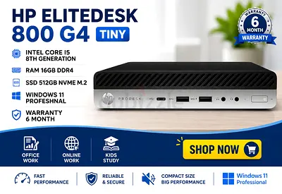 HP ELITEDESK 800 G4 TINY INTEL CORE i5 8TH GENERATION SSD DRIVE 512GB NVME M2 RAM 16GB DDR4