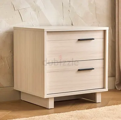 Light Wood 2-Drawer Nightstand / Bedside Table