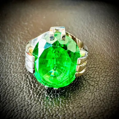 Green Zirconia Silver Ring