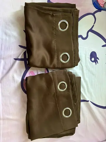 Pair of Brown Eyelet Curtains.132/235.2 piece