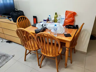 Solid Wood 4-Seater Dining Table with Chairs - Light Oak