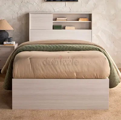 wooden bed frame with headboard - light oak finish
