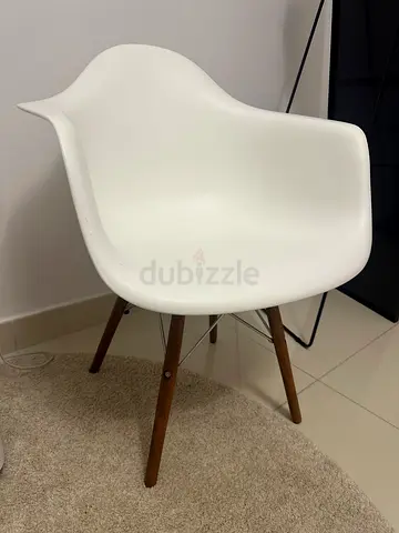 2 White Dining/Accent Chairs with Wooden Legs