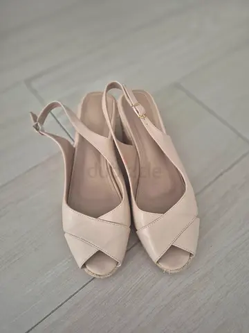 Beige Wedge Espadrille Sandals – Size 41