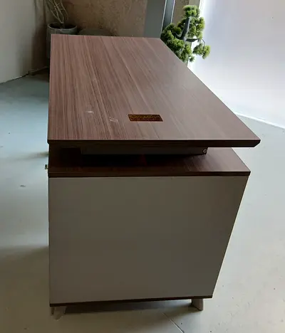Wooden Office Desk with Side Storage - Good Condition
