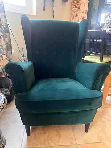 Green Velvet Wingback Accent Chair - Excellent Condition