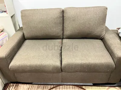 Compact 2-Seater Fabric Sofa - Olive Brown