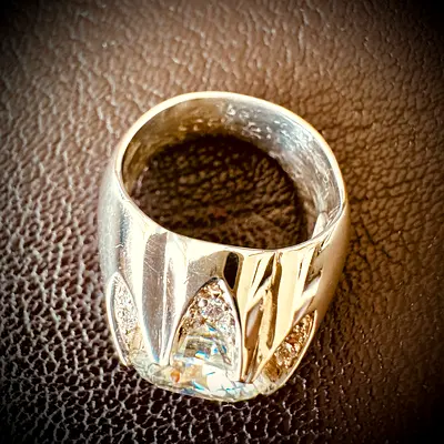 Certified White Moissanite Silver Ring