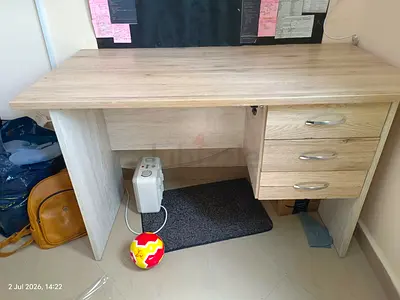 Computer Table with 3 Lockable Drawers – Like New (3 Months Old) – AED 249