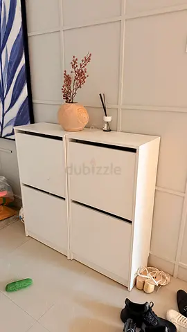 Set of 2 White Shoe Cabinets