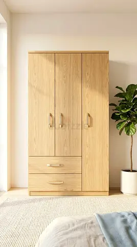 Light Oak 3-Door Wardrobe with 2 Drawers - brand new have more colour offer price