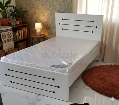 White colour double size 120by 190cm bed with mattress