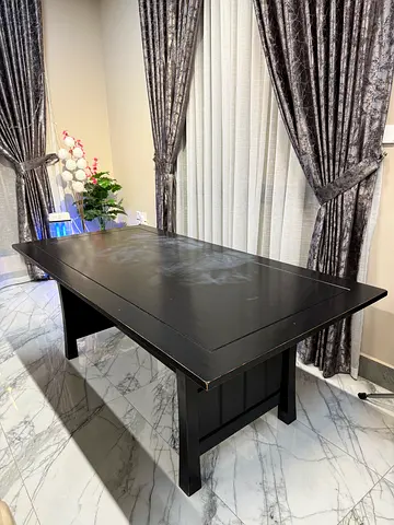 Sturdy Black Wooden Dining Table