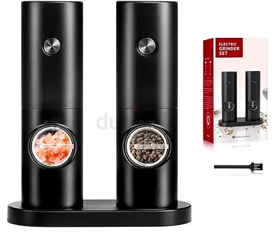 Electric Salt and Pepper Grinder Set — Stainless Electric Mill Duo