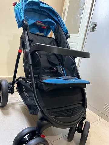 Blue and black standard baby stroller