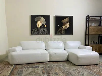 ( NATUZZI ITALIA ) Modern White Leather Sectional Sofa