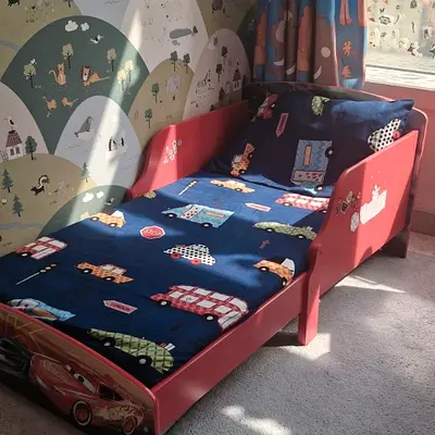 Kids toddler bed car design with mattress