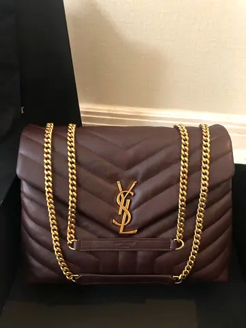 Saint Laurent LouLou Medium Chain Bag In Burgundy Quilted Calfskin