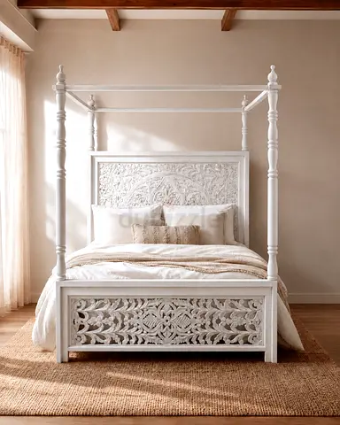 Art And Craft Handcrafted Four Poster King Bed