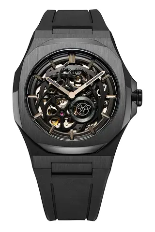 Skeleton Steel Watch in Jet Black D1 Milano
