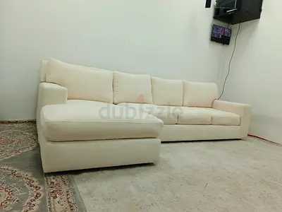 Expensive quality crate and barrel 4_ seater lshape sofa