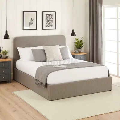 Brand new velvet fabric queen size Bed Frame with medical mattress- Grey