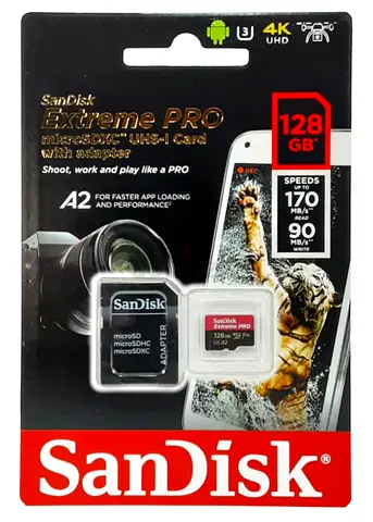 SanDisk Extreme PRO 128GB microSDXC UHS-I A2 (with adapter) - New