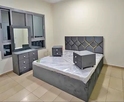 Modern Gray Bedroom Set with Bedside Tables and Dresser
