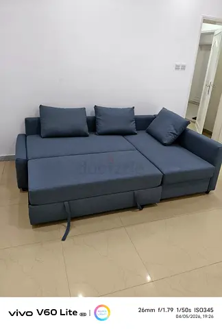 IKEA L shap Sofa store cum bed you can fix the storage lift or Right any side you want is available