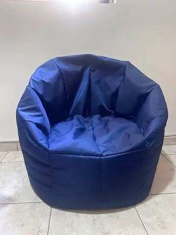 Blue Round Bean Bag Chair with Back Support