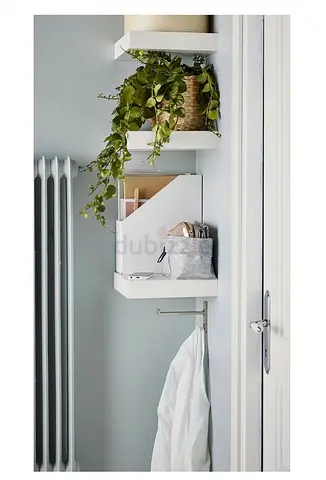 3 piece black IKEA Wall-Mounted Corner Shelves with Magazine Holder and Hook