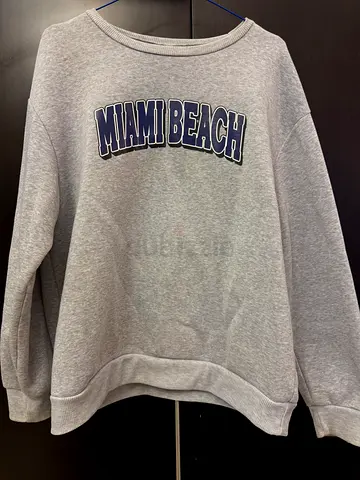 Grey Miami Beach Cotton Blend Sweatshirt, Good Condition, Size Medium