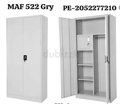 Metal Storage Wardrobe Cabinet with Shelves and Lockable Compartment