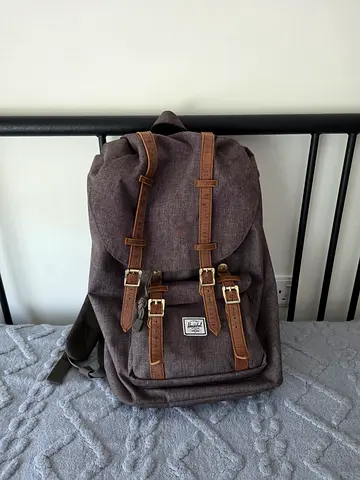 Herschel Brown canvas backpack with leather straps - casual daypack