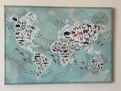 Kids World Map Wall Art