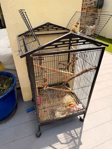 Large Bird Cage with Wheels and Accessories