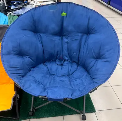 Large Blue Round Saucer/Orb Chair - Comfortable Padded Seat