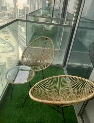 Compact Balcony Outdoor Rattan Chairs with Side Table (Set of 2 + Table)