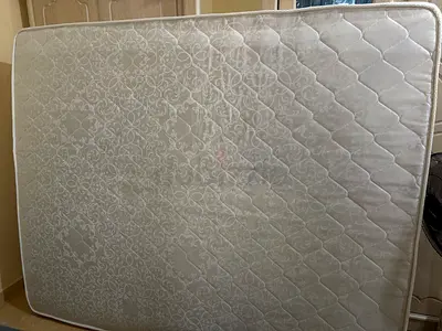 Queen size mattress in good used condition with velvet headboard and frame clean and no any stain