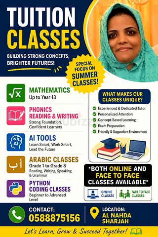 Tuition classes and phonics classes available in Al nahda Sharjah with guaranteed results